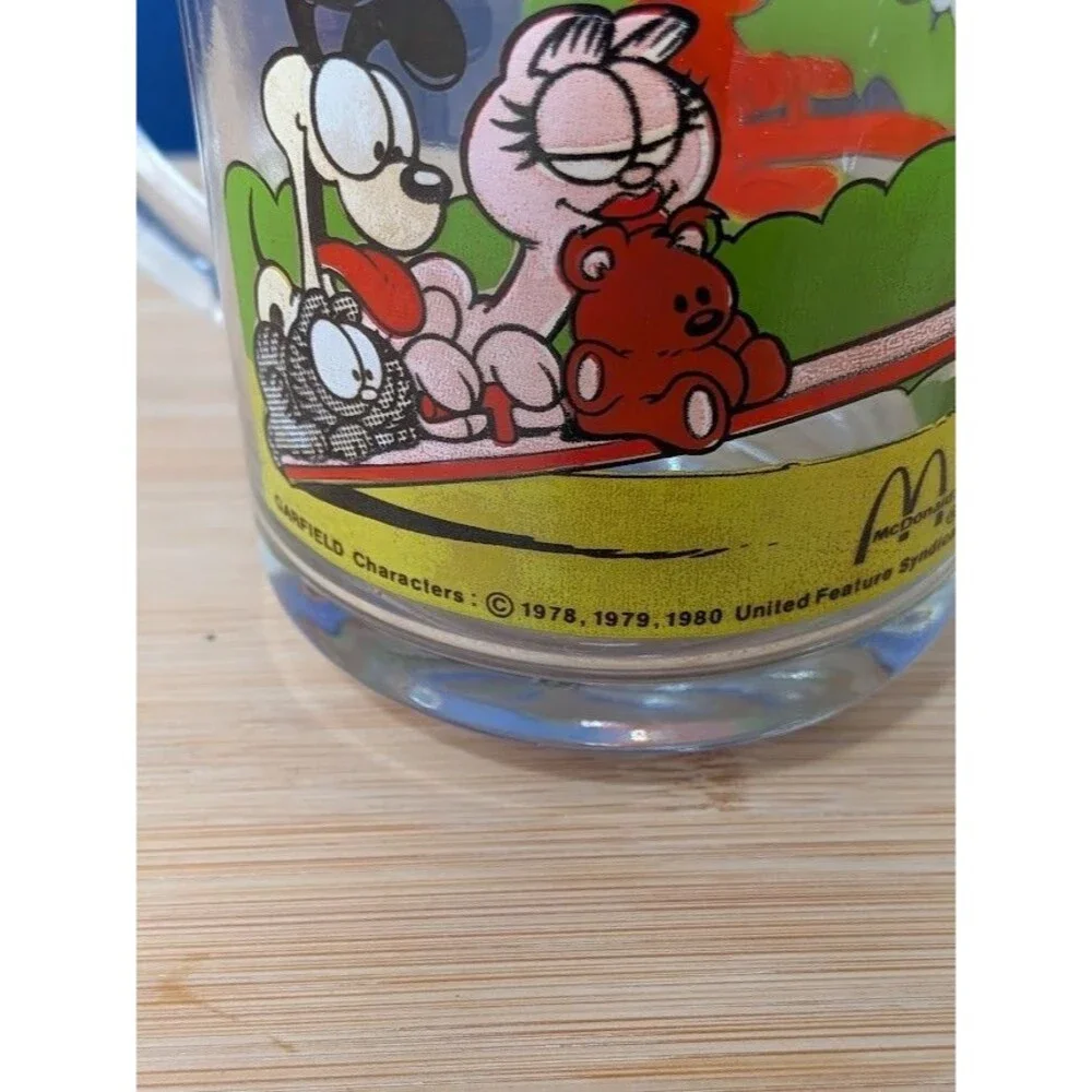 Vtg Mug 1978 Garfield Odie Mcdonalds Teeter Totter "I'm Not One Who Rises" Glass - Picture 5 of 6